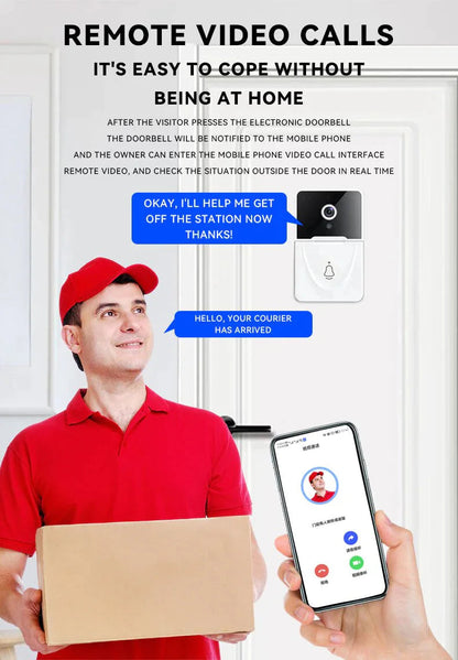 Wireless Security WiFi Smart Doorbell Intercom Video Camera Bell Chime Door Ring WEM Support (www.WEM.support)