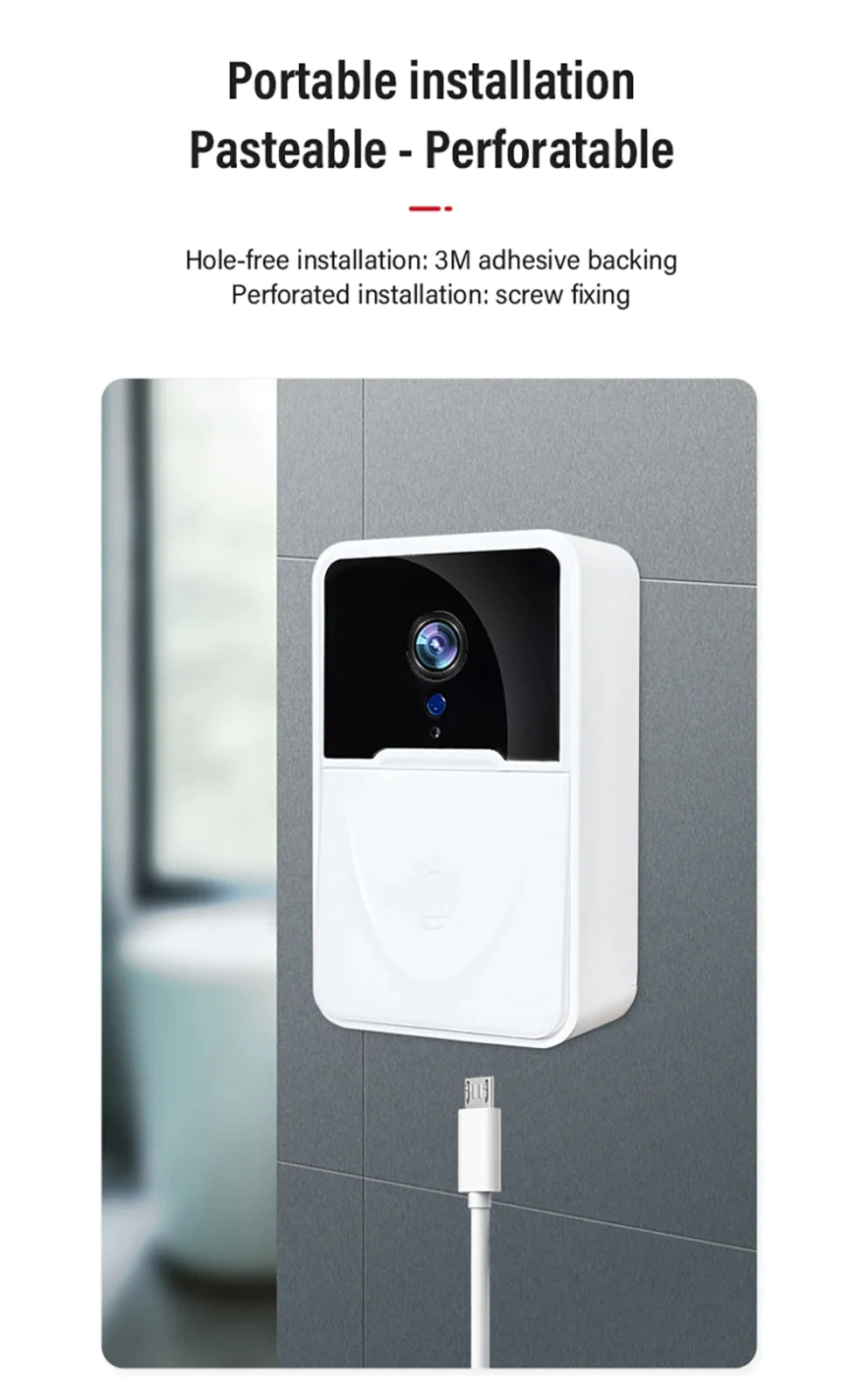 Wireless Security WiFi Smart Doorbell Intercom Video Camera Bell Chime Door Ring WEM Support (www.WEM.support)