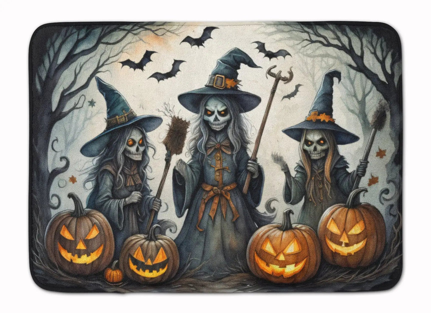 Witches Spooky Halloween Memory Foam Kitchen Mat WEM Support (www.WEM.support)