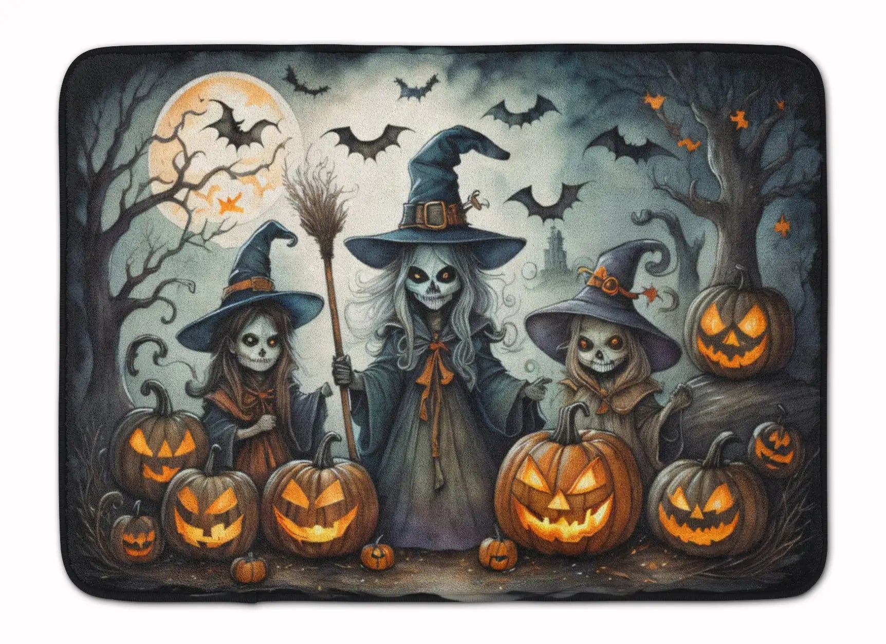 Witches Spooky Halloween Memory Foam Kitchen Mat WEM Support (www.WEM.support)
