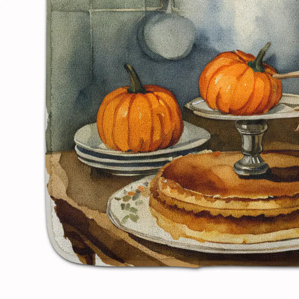 Yorkie Fall Kitchen Pumpkins Memory Foam Kitchen Mat WEM Support (www.WEM.support)