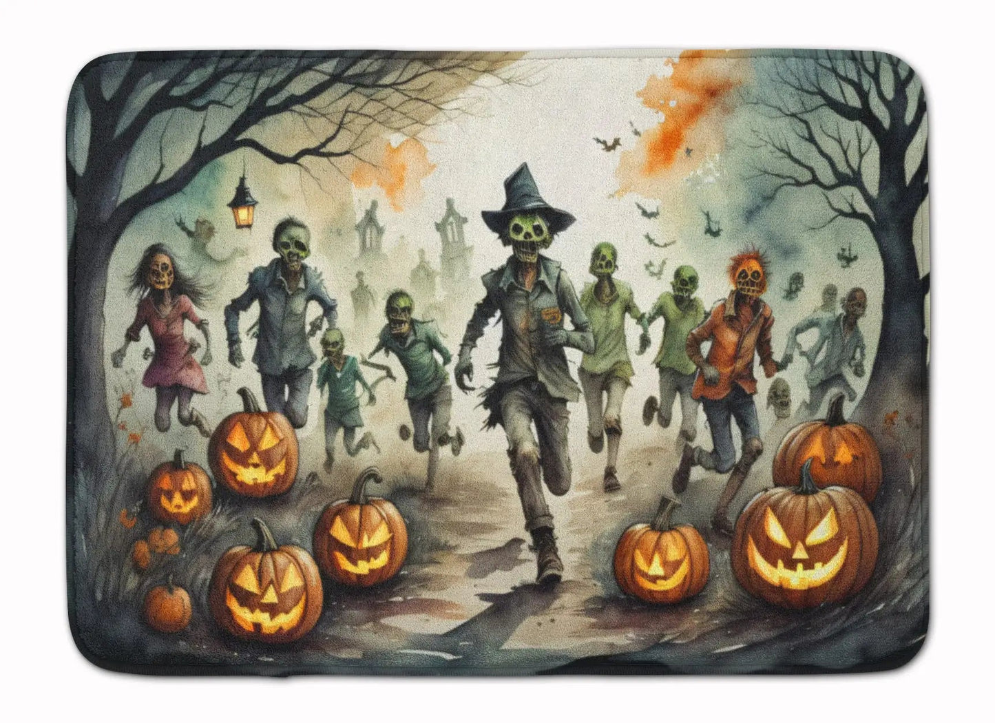 Zombies Spooky Halloween Memory Foam Kitchen Mat WEM Support (www.WEM.support)