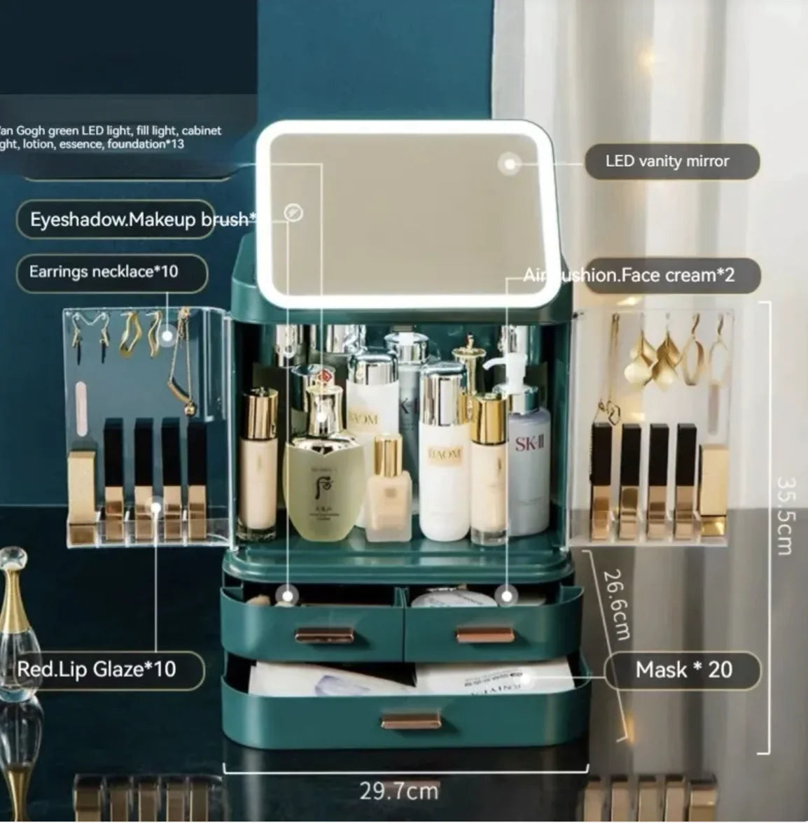 Mirror Light Cosmetic Storage Box WEM Support (www.WEM.support)