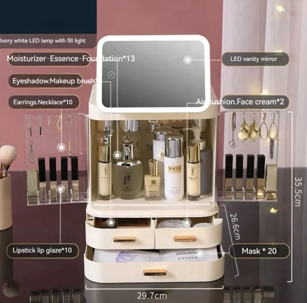 Mirror Light Cosmetic Storage Box WEM Support (www.WEM.support)