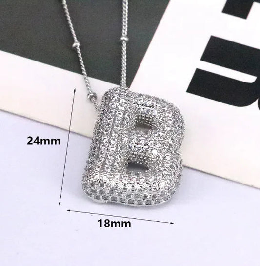 Brass Zircon Letter Necklace WEM Support (www.WEM.support)