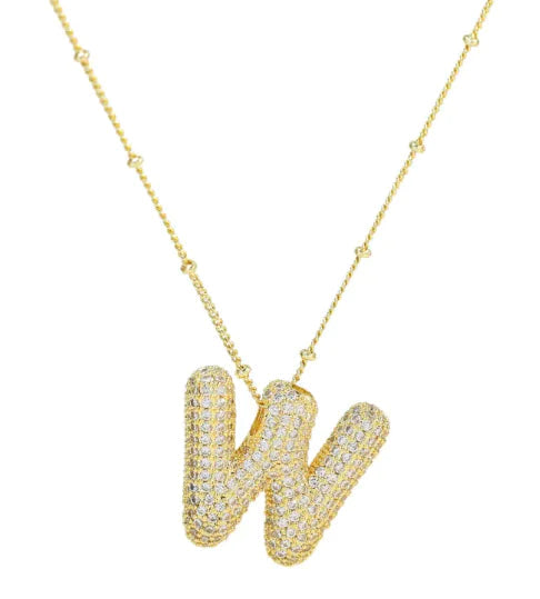Brass Zircon Letter Necklace WEM Support (www.WEM.support)