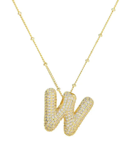 Brass Zircon Letter Necklace WEM Support (www.WEM.support)