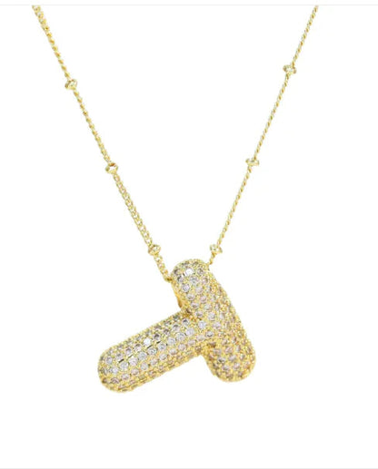 Brass Zircon Letter Necklace WEM Support (www.WEM.support)