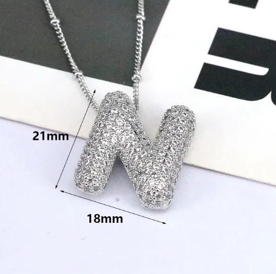 Brass Zircon Letter Necklace WEM Support (www.WEM.support)