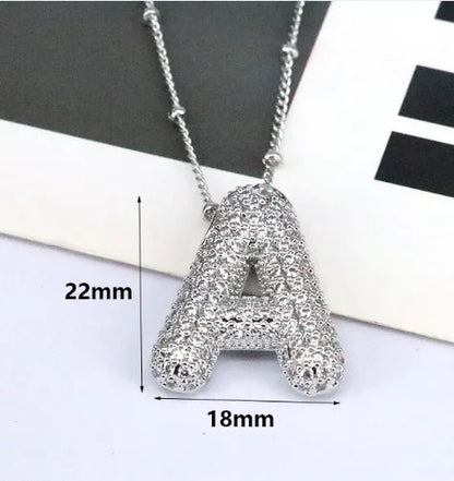 Brass Zircon Letter Necklace WEM Support (www.WEM.support)