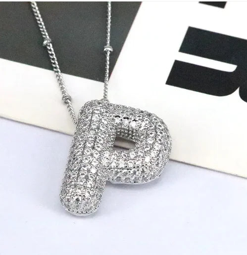 Brass Zircon Letter Necklace WEM Support (www.WEM.support)