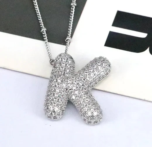 Brass Zircon Letter Necklace WEM Support (www.WEM.support)