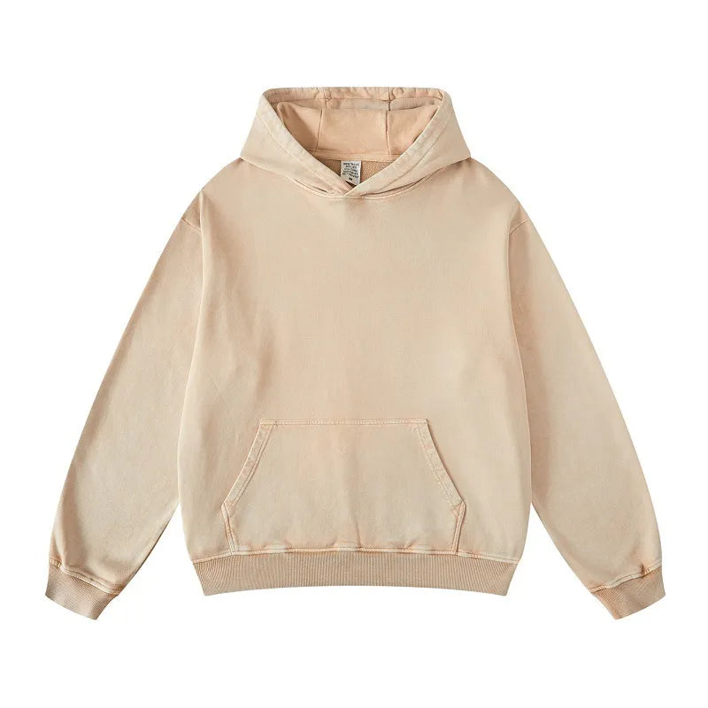 Thickened Washed Old Gradient Solid Color Batik Hooded Sweater For Men WEM Support (www.WEM.support)