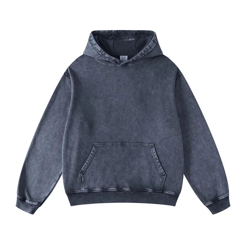 Thickened Washed Old Gradient Solid Color Batik Hooded Sweater For Men WEM Support (www.WEM.support)