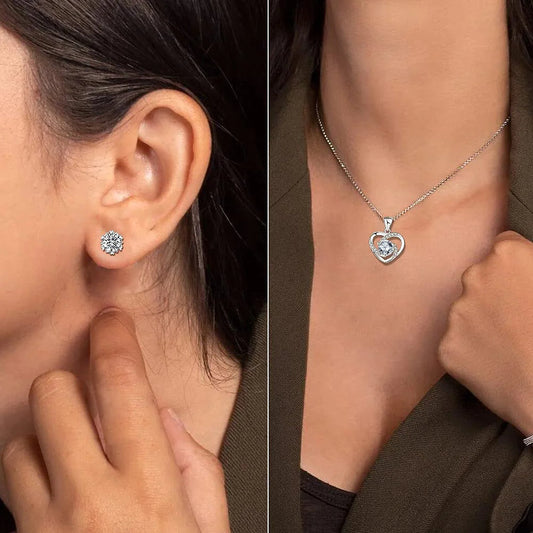 Heart-Shaped Silver Jewelry Set WEM Support (www.WEM.support)