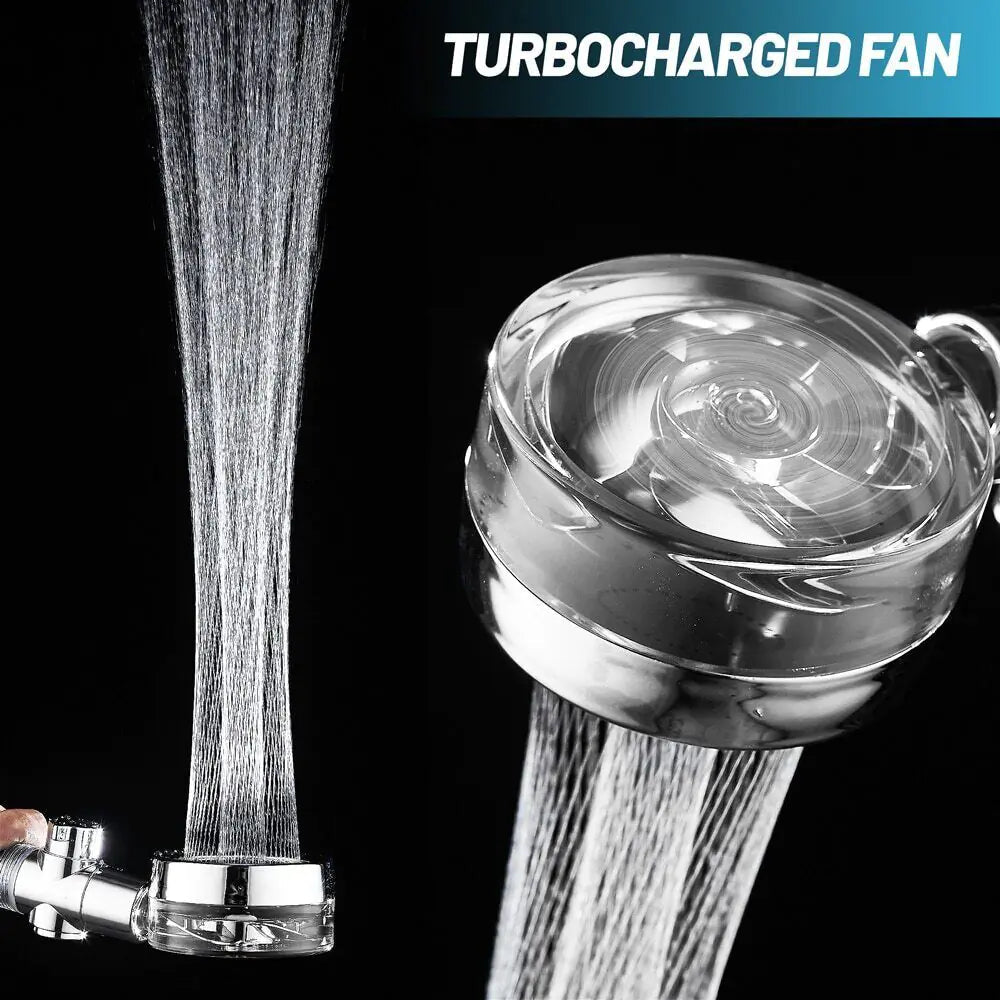 High Pressure Shower Head Adjustable 360° Rotation Turbine Water Saving Shower WEM Support (www.WEM.support)