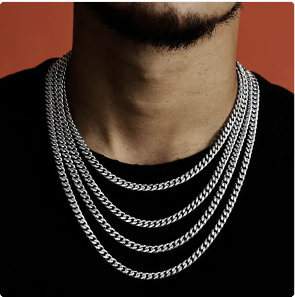 Hip Hop Titanium Steel Cuban Chain Necklace WEM Support (www.WEM.support)
