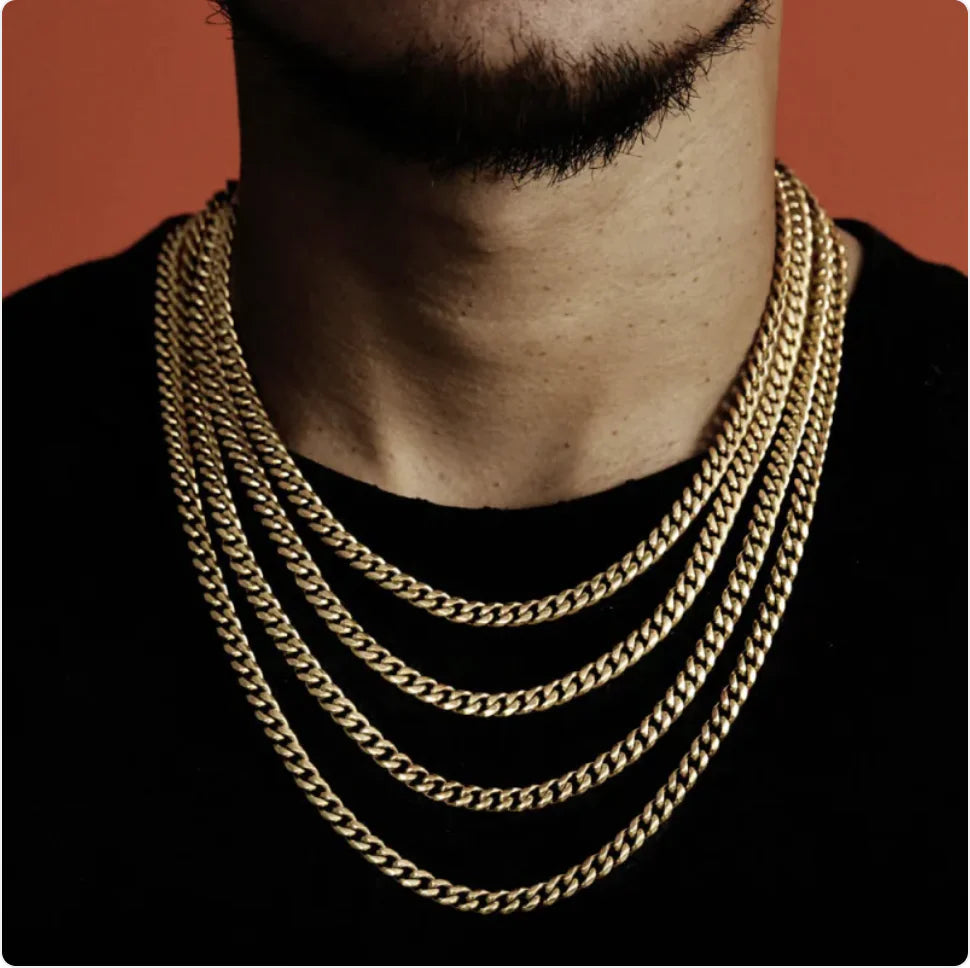 Hip Hop Titanium Steel Cuban Chain Necklace WEM Support (www.WEM.support)