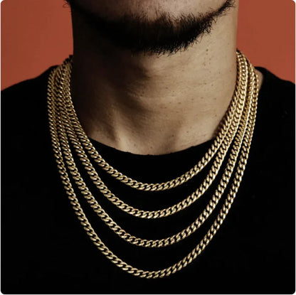 Hip Hop Titanium Steel Cuban Chain Necklace WEM Support (www.WEM.support)