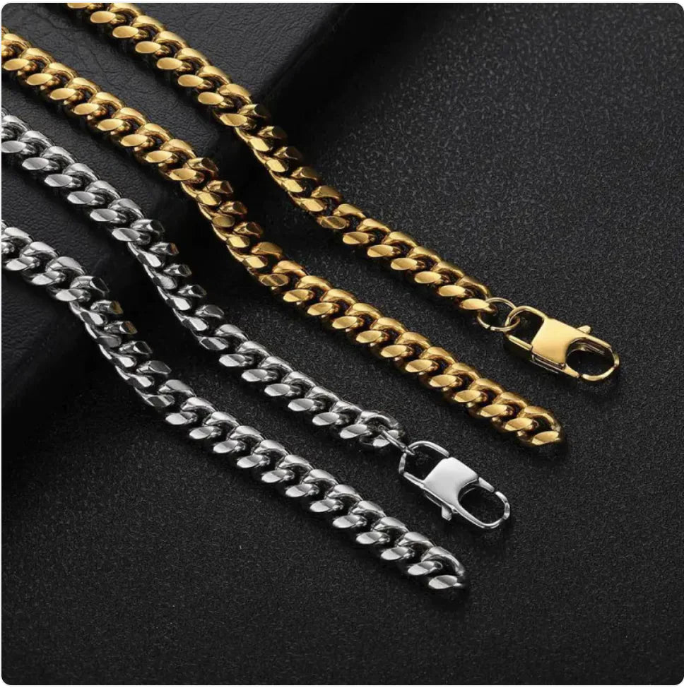 Hip Hop Titanium Steel Cuban Chain Necklace WEM Support (www.WEM.support)
