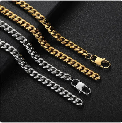 Hip Hop Titanium Steel Cuban Chain Necklace WEM Support (www.WEM.support)