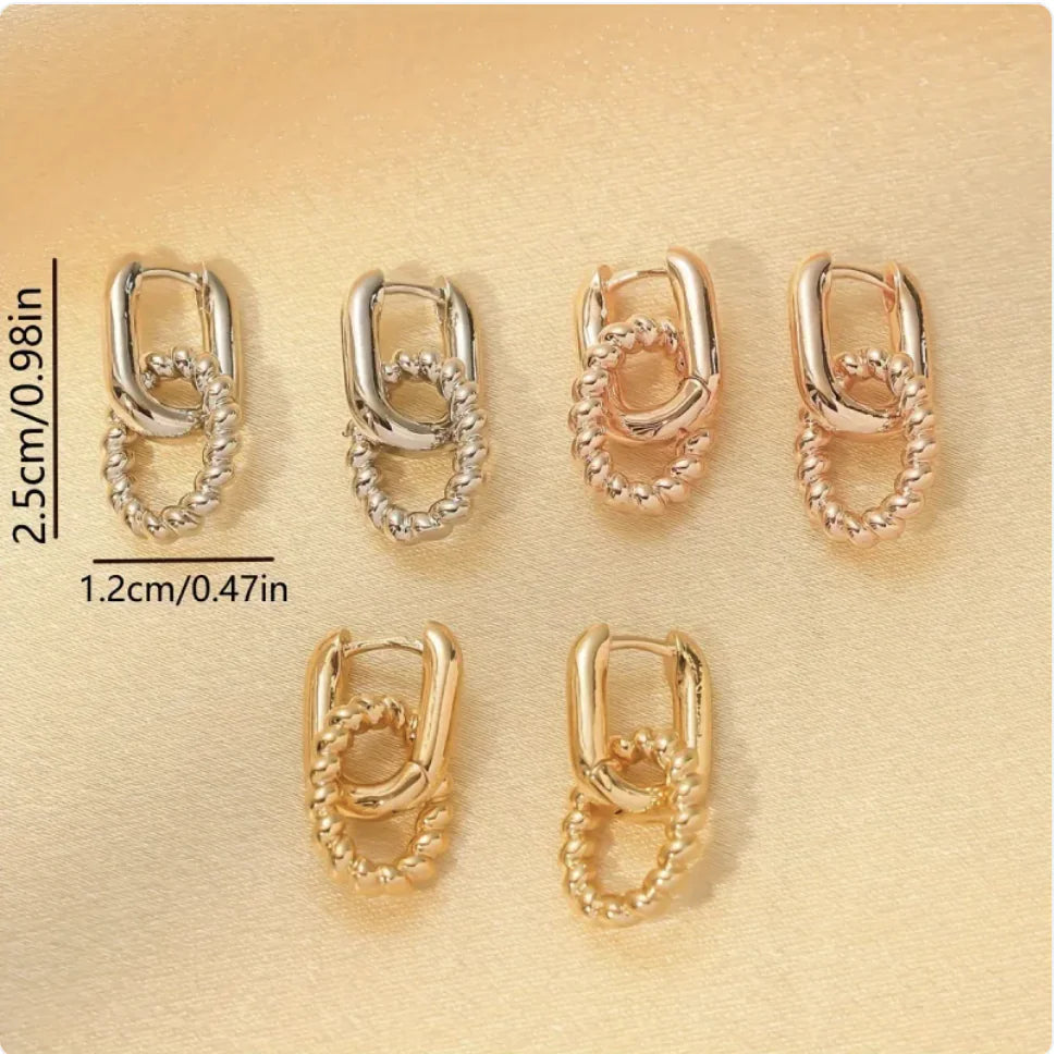 French Style Geometric Twist Double-Layer Ear Clip Earrings WEM Support (www.WEM.support)