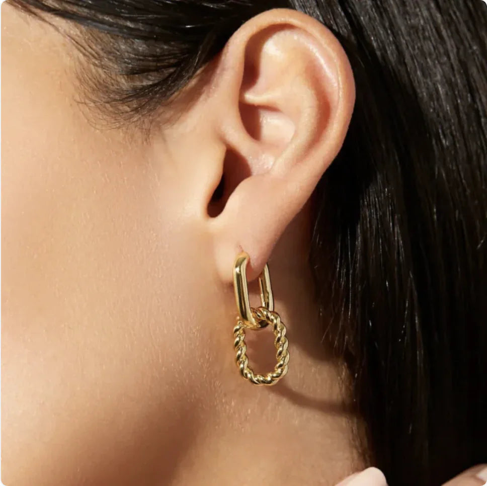 French Style Geometric Twist Double-Layer Ear Clip Earrings WEM Support (www.WEM.support)