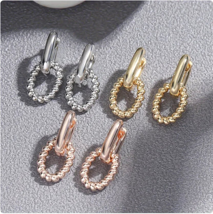 French Style Geometric Twist Double-Layer Ear Clip Earrings WEM Support (www.WEM.support)