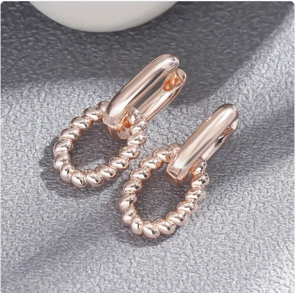 French Style Geometric Twist Double-Layer Ear Clip Earrings WEM Support (www.WEM.support)