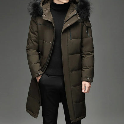 Men’s Faux Fur Long Over-Knee Down Workwear Coat WEM Support (www.WEM.support)