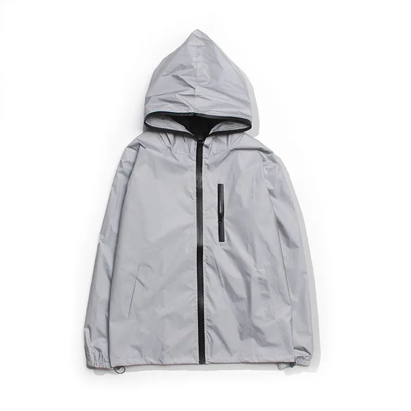 Solid Color Zipper Decoration Reflective Jacket Men's Jacket WEM Support (www.WEM.support)