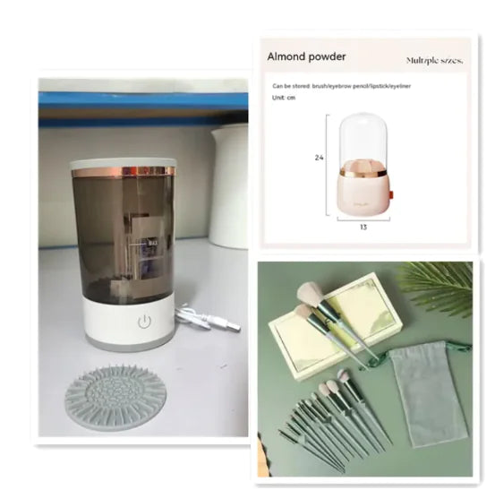 Electric Makeup Brush Cleaner with USB Charging WEM Support (www.WEM.support)