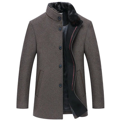 Stand Collar Woolen Coat WEM Support (www.WEM.support)