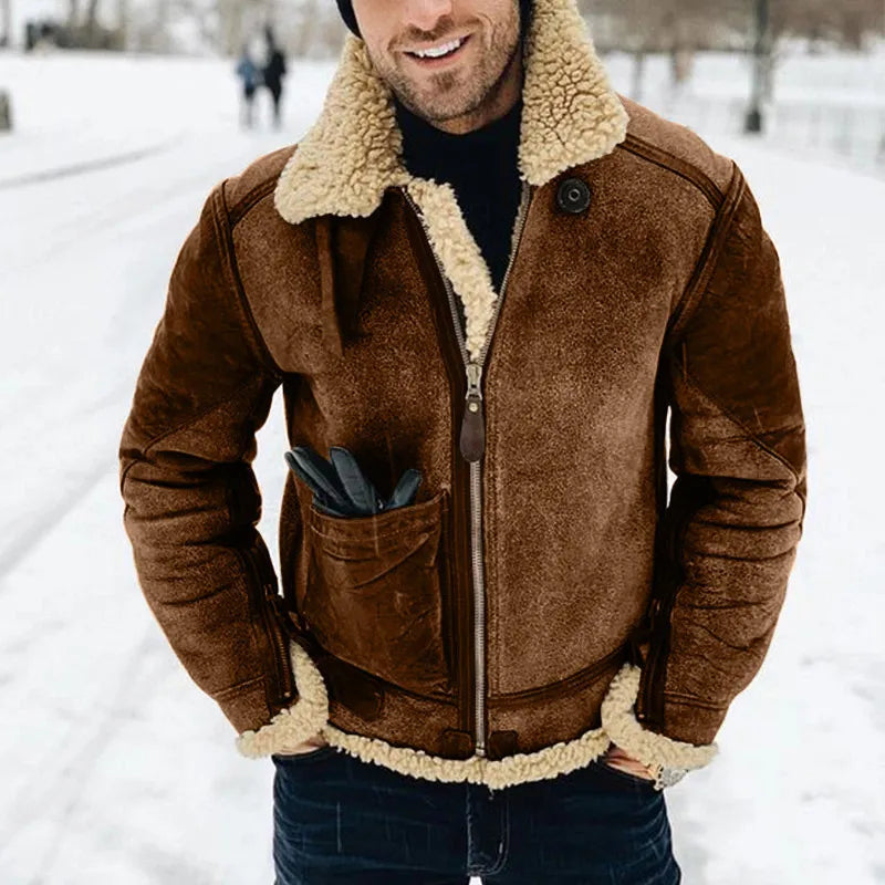 Lapel Zipper Frosted Velvet Winter Casual Thick Coat WEM Support (www.WEM.support)