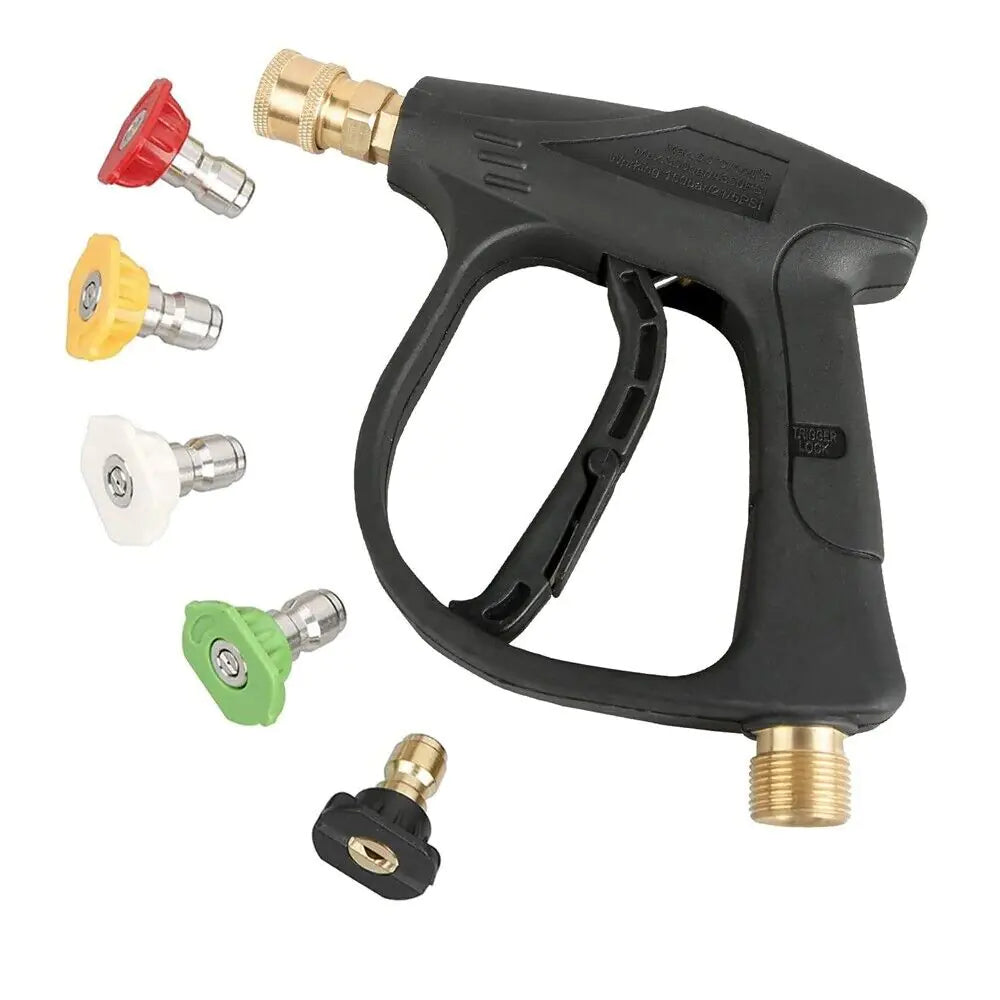1/4" High Pressure Washer Gun 4000 PSI Car Wash Foam Spray Short Wand w/ Nozzle WEM Support (www.WEM.support)