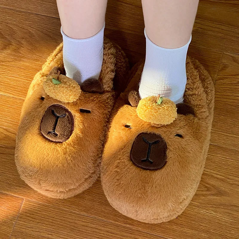 Emotional Stability Capybara Plush Slippers Winter Home WEM Support (www.WEM.support)