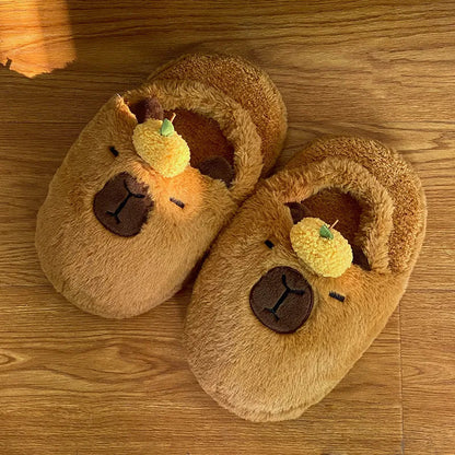 Emotional Stability Capybara Plush Slippers Winter Home WEM Support (www.WEM.support)