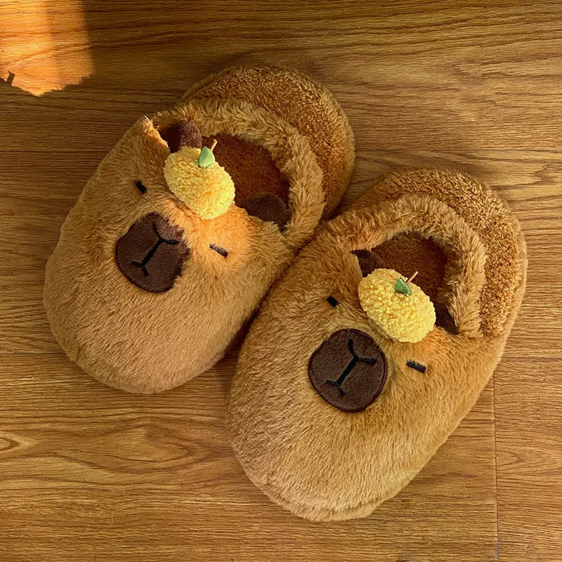 Emotional Stability Capybara Plush Slippers Winter Home WEM Support (www.WEM.support)