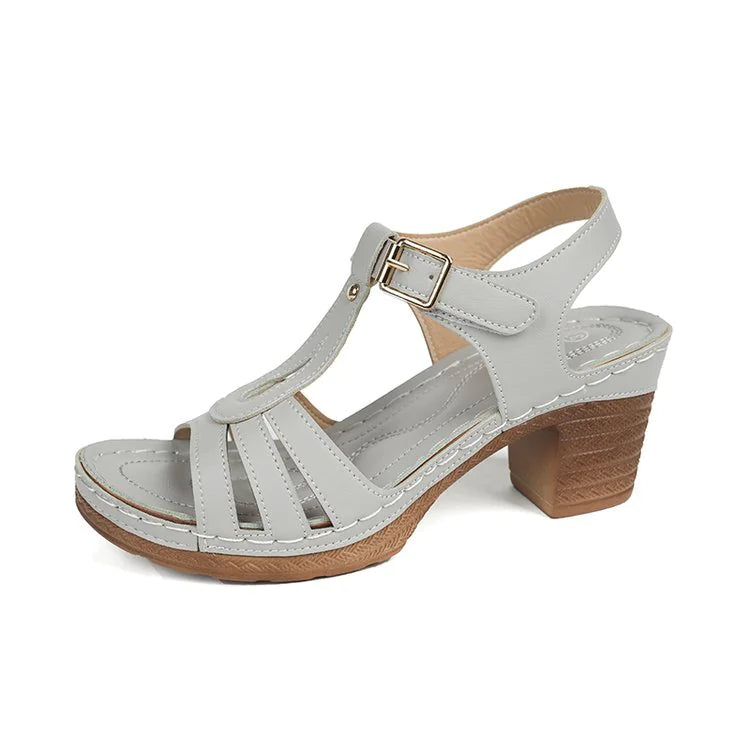 Fashionable Buckle Mid Block Heels WEM Support (www.WEM.support)