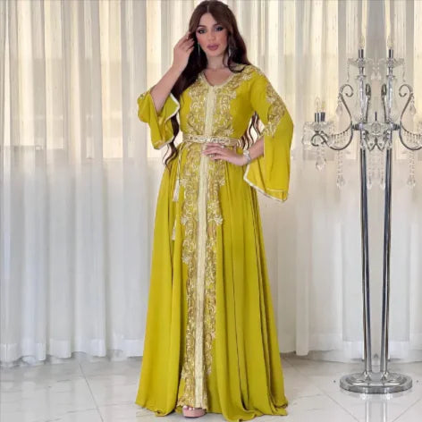 Dubai-Style Embroidered Applique Dress – Elegant and Sophisticated WEM Support (www.WEM.support)