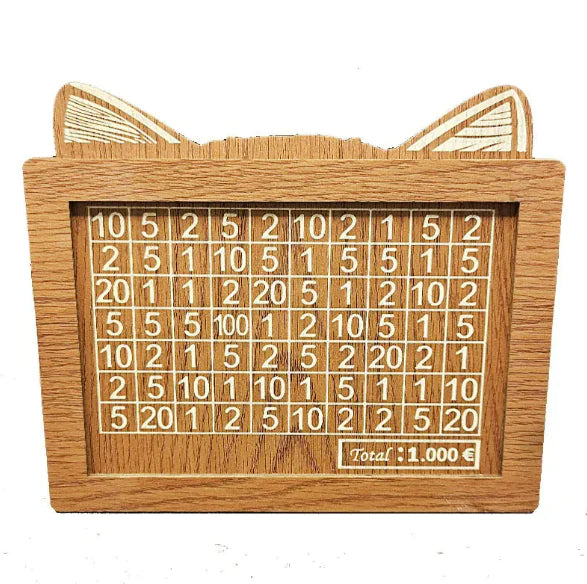 Wooden Piggy Bank with Cat Ears WEM Support (www.WEM.support)