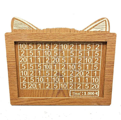 Wooden Piggy Bank with Cat Ears WEM Support (www.WEM.support)