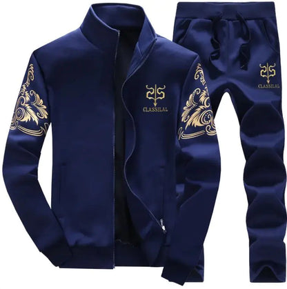 Men's sportswear set, casual cardigan jacket, thick warm outdoor sports shirt, pants, two-piece set WEM Support (www.WEM.support)