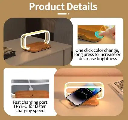 Multifunction Wireless Charger Stand with LED Lamp WEM Support (www.WEM.support)
