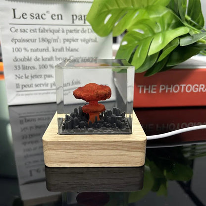 Handmade Bomb Explosion Mushroom Cloud Resin Night Lamp WEM Support (www.WEM.support)