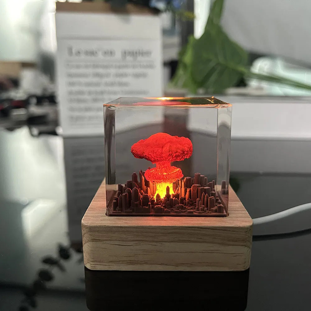 Handmade Bomb Explosion Mushroom Cloud Resin Night Lamp WEM Support (www.WEM.support)