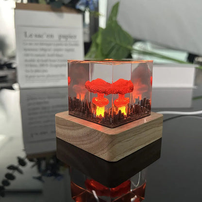 Handmade Bomb Explosion Mushroom Cloud Resin Night Lamp WEM Support (www.WEM.support)