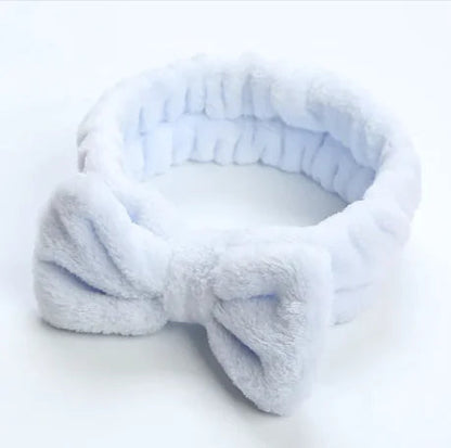 Leopard Print Coral Fleece Workout Hair Band with Bow WEM Support (www.WEM.support)