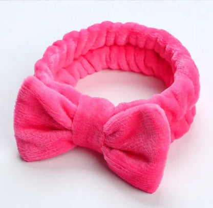 Leopard Print Coral Fleece Workout Hair Band with Bow WEM Support (www.WEM.support)