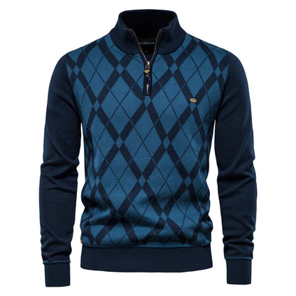Half Zip British Long Sleeve Men's Sweater WEM Support (www.WEM.support)